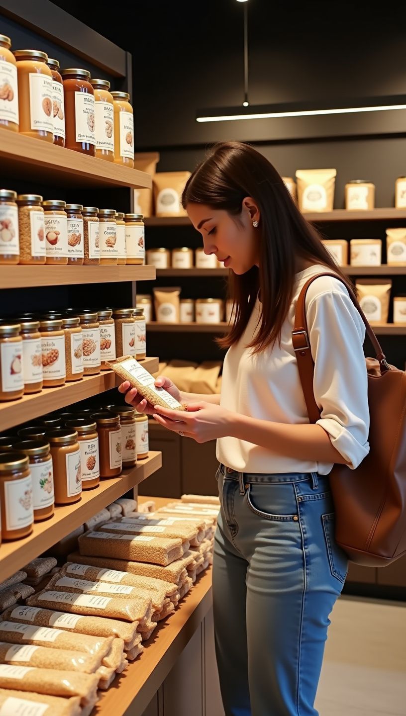 Εντυπωσιακή παρουσίαση μπαρ ξηρών καρπών σε φυσική ξύλινη επιφάνεια.